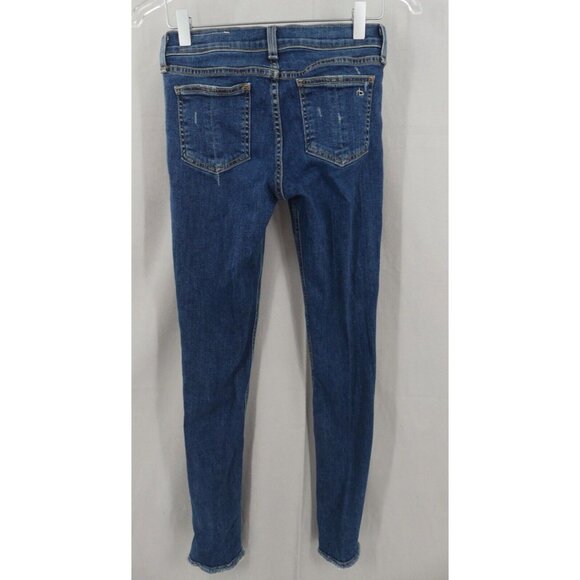 Rag & Bone 25 Skinny Jeans Cropped Womens Distressed Low Rise La Paz Blue - Picture 3 of 15